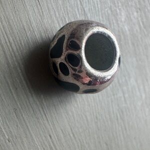 Silver-tone Bead Charm with Black Accents